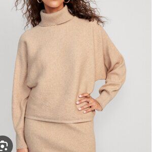 Cropped Rib-Knit Turtleneck Sweater